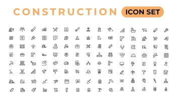 Build and construction thin line icons vector