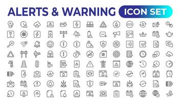 Set of alerts and warning Icons. Simple line art style icons pack. Vector illustration Set of thin line web icon set, simple outline icons collection, Pixel Perfect icons, Simple vector illustration.