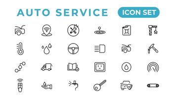 Auto service and car garage Set of thin line web icon set, simple outline icons collection, Pixel Perfect icons, Simple vector illustration.