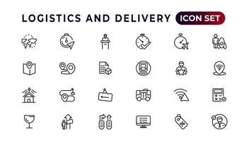 Logistics and delivery linear icons collection.Set of thin line web icon set, simple outline icons collection, Pixel Perfect icons, Simple vector illustration.