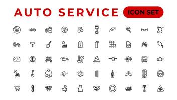 Auto service and car garage Set of thin line web icon set, simple outline icons collection, Pixel Perfect icons, Simple vector illustration.