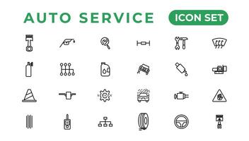 Auto service and car garage Set of thin line web icon set, simple outline icons collection, Pixel Perfect icons, Simple vector illustration.