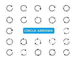 Arrows icons set. The symbol of repetition, reloading along the trajectory of round shapes. Vector elements