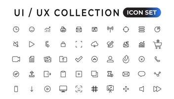 mega conjunto de ui ux icono colocar, usuario interfaz conjunto de iconos colección.conjunto de Delgado línea web icono colocar, sencillo contorno íconos recopilación, píxel Perfecto iconos, sencillo vector ilustración.