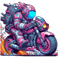 AI generated cartoon space man riding a motorcycle png