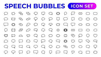 Speech bubbles icon set.Thin outline icons pack. vector