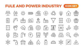 Oil and gas - thin line web icon set. Energy and Industry icon set. Industrial icons. Energy icon collection. Line icons collection. renewable energy, alternative sources of energy. Outline icon set. vector