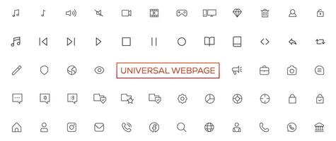 Vector line universal webpage tiny icon set