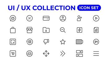 Ui ux icon set, user interface iconset collection. vector