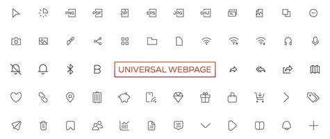 Vector line universal webpage tiny icon set