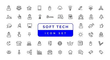 Information technology line icons collection. Big UI icon set in a flat design vector