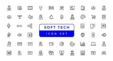 Information technology line icons collection. Big UI icon set in a flat design vector