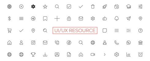 Minimalist and simple looking ui icons set for dark, light mode. Outline isolated user interface elements for night, day themes vector