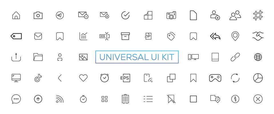 Minimalist and simple looking ui icons set for dark, light mode. Outline isolated user interface elements for night, day themes