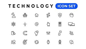 Device and Information technology line icons collection. Big UI icon set in a flat design. Thin outline icons pack vector