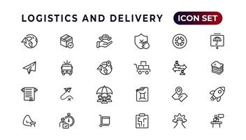 Logistics and delivery linear icons collection.Set of thin line web icon set, simple outline icons collection, Pixel Perfect icons, Simple vector illustration.