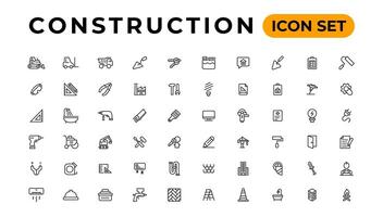 Build and construction thin line icons vector