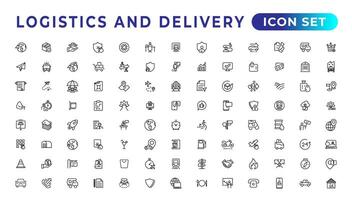 Logistics and delivery linear icons collection.Set of thin line web icon set, simple outline icons collection, Pixel Perfect icons, Simple vector illustration.