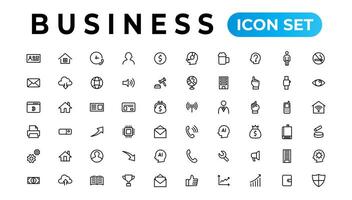 Business and Finance web icons in line style. Money, bank, contact, infographic. Icon collection. Vector illustration