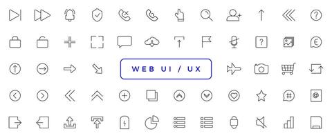 Set of outline ui and ux icons. Minimalist thin linear web icon set vector