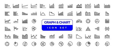 creciente bar grafico icono colocar. negocio gráficos y cartas iconos Estadísticas y analítica vector icono. estadística y datos, cartas diagramas, dinero, abajo o arriba flecha.