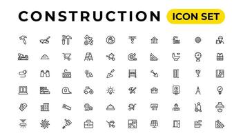 Build and construction thin line icons vector