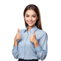AI generated Beautiful woman with thumbs up gesture isolated on transparent background png
