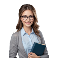 AI generated Female teacher with eyeglasses isolated on transparent background png