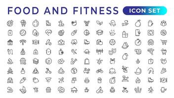 Food and fitness linear icons collection.Set of thin line web icon set, simple outline icons collection, Pixel Perfect icons, Simple vector illustration.