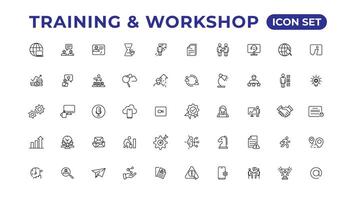 Training and workshop linear icons collection.Set of thin line web icon set, simple outline icons collection, Pixel Perfect icons, Simple vector illustration.