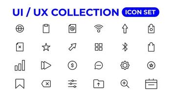 Ui ux icon set, user interface iconset collection. vector