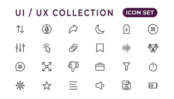 mega conjunto de ui ux icono colocar, usuario interfaz conjunto de iconos colección.conjunto de Delgado línea web icono colocar, sencillo contorno íconos recopilación, píxel Perfecto iconos, sencillo vector ilustración.