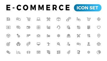 E-commerce icon set. Online shopping and delivery elements. E-business symbol. Icons vector collection.