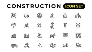 Build and construction thin line icons vector