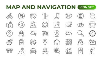 Navigation Line Icons vector. symbol of map location. Map place marker. pointer GPS location symbol. vector