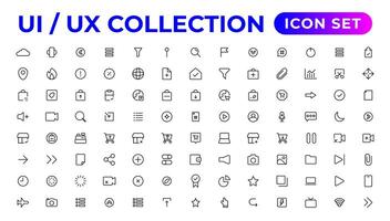 Ui ux icon set, user interface iconset collection. vector