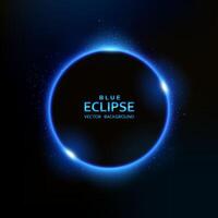 Blue Eclipse Isolated on Dark Background, Vector Illustration