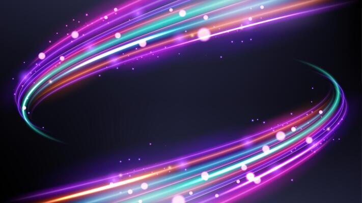 Colorful Neon Trails, Long Time Exposure Motion Blur Effect, Vector Illustration