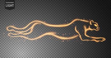 Cheetah Gold Line of Light Running Isolated on A Background, Vector Illustration