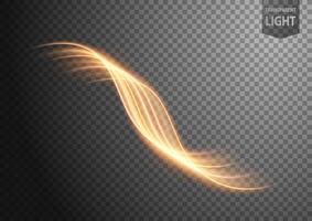 Abstract Gold Wavy Line of Light with A Background, Isolated and Easy to Edit, Vector Illustration