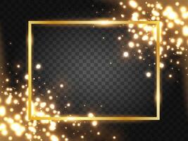 Golden Rectangle with Blinding Spark, Vector Illustration