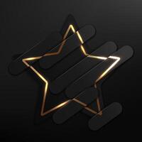 Abstract Gold Star with Black Geometric Shapes Background, Vector Illustration