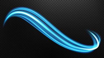 Abstract Light Speed Motion Effect, Blue Light Trail, Vector Illustration