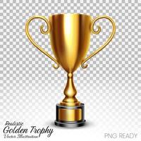 Realistic Shiny Golden Trophy Isolated on Background, Vector Illustration