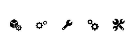 Setup and Settings Icons Set. Collection of simple linear web icons such Installation, Settings, Options, Download, Update, Gears and others and others. Editable vector stroke.