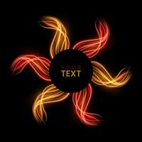 Fire Twirl Light Circle Effect with Circle For Text Place, Vector Illustration