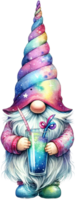 ai generado pastel gnomo con unicornio hielo crema cono png