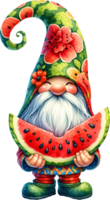 AI generated Watermelon Gnome with Floral Accents Clipart png