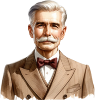 AI generated Vintage Styled Senior with Bowtie and Tweed Suit png