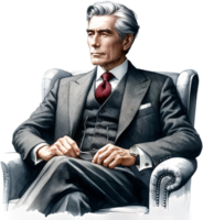 AI generated Serene Senior Man in Business Attire Reflecting png